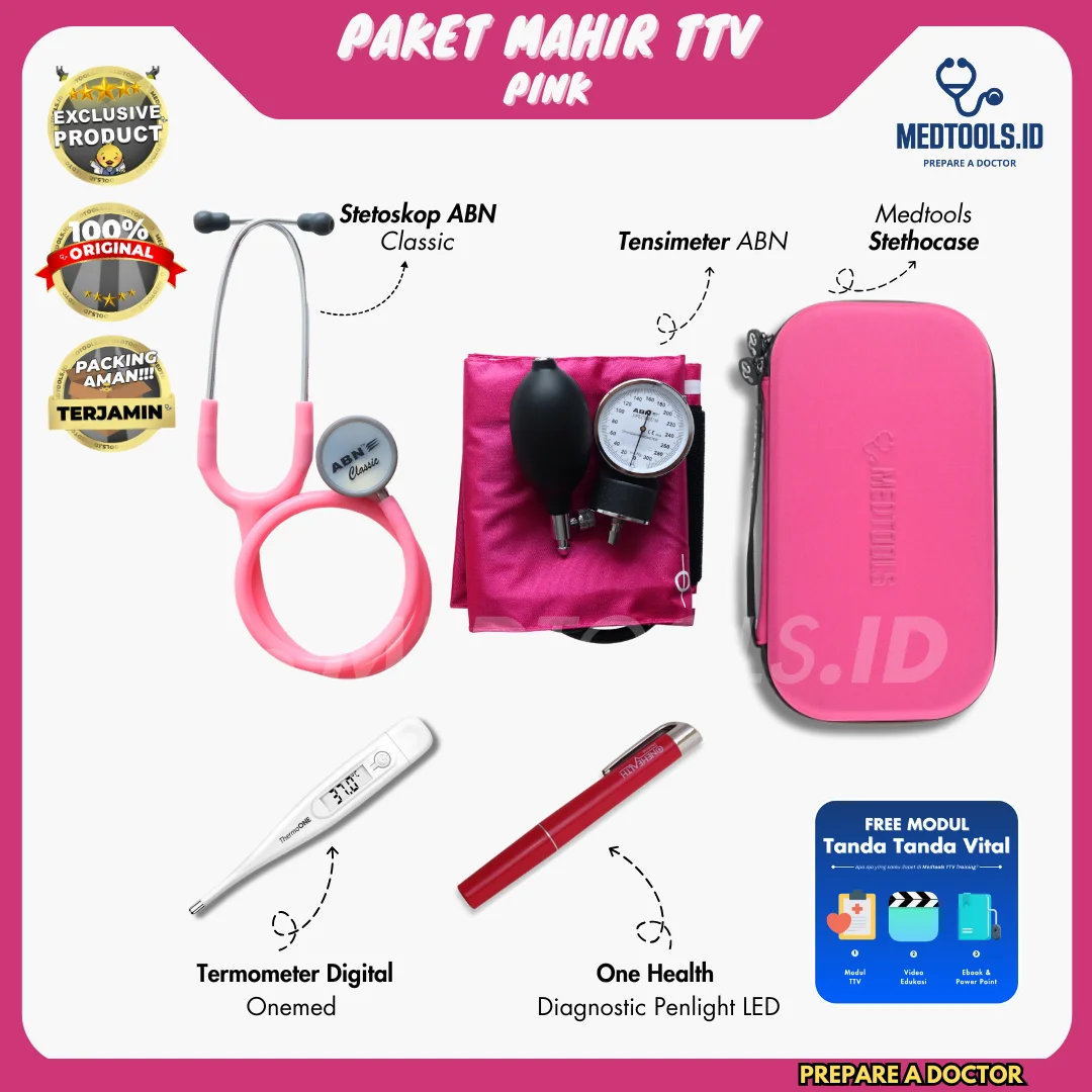 Paket Mahir TTV [Stetoskop ABN Classic + Tensimeter ABN+ Penlight +Termometer + Medtools Stethocase] view 4