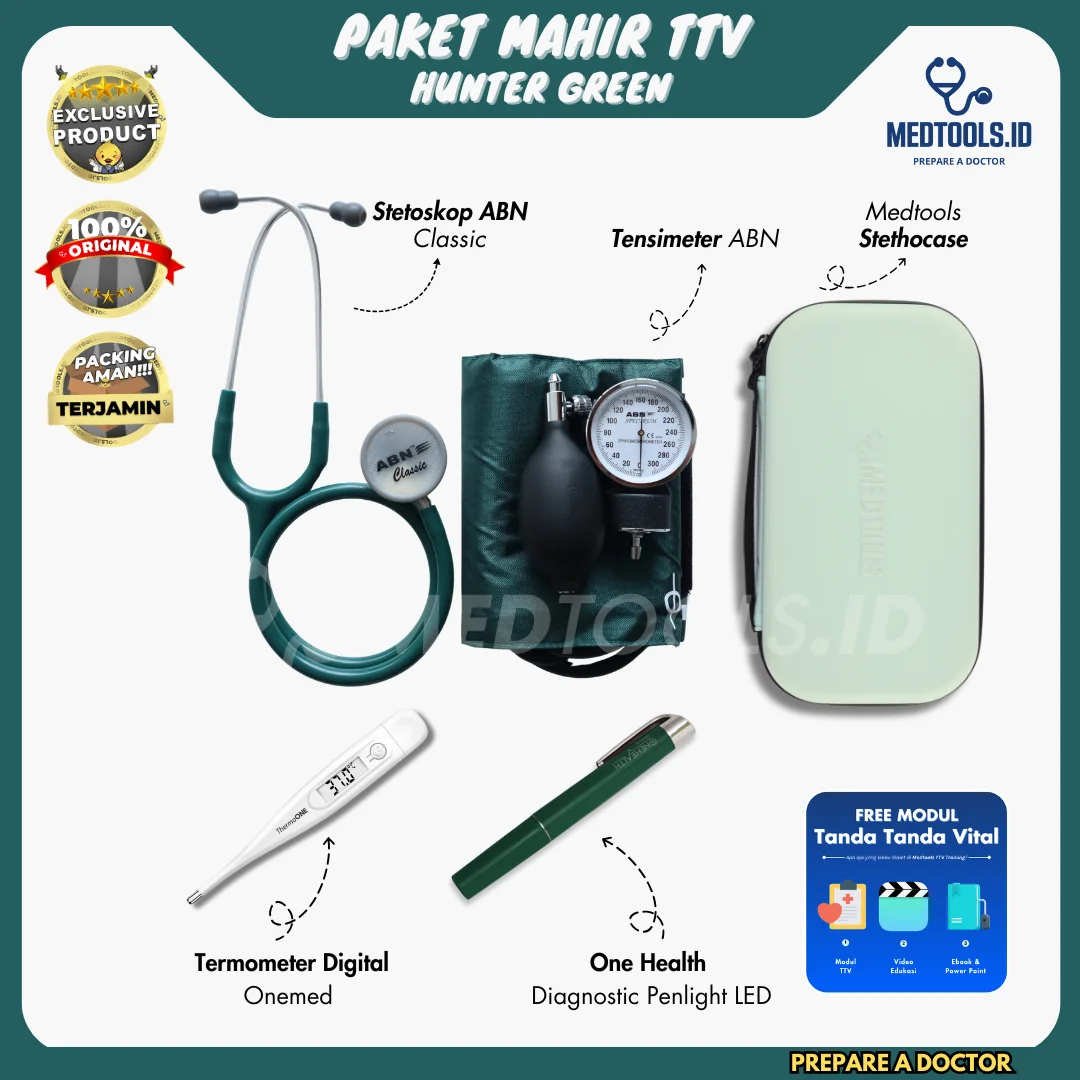 Paket Mahir TTV [Stetoskop ABN Classic + Tensimeter ABN+ Penlight +Termometer + Medtools Stethocase] view 9