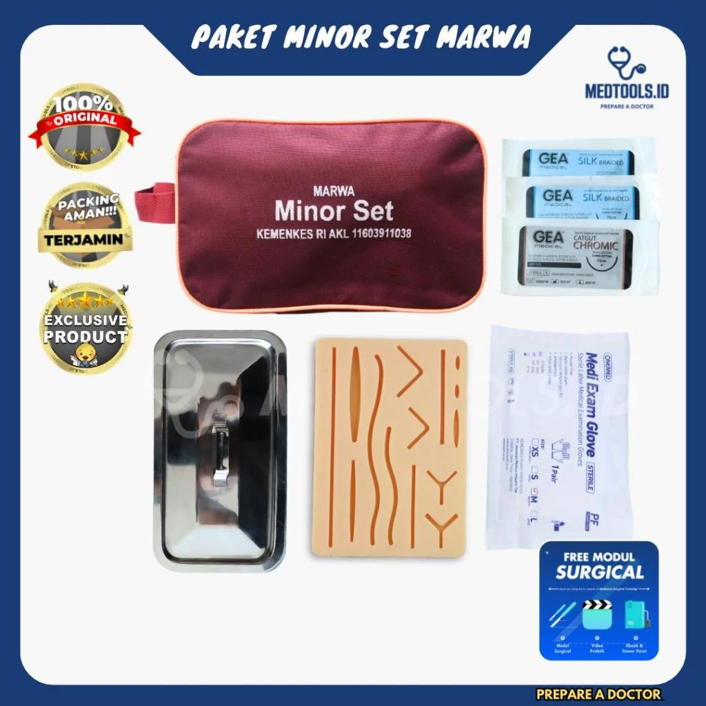 Paket Minor Set Marwa [ Alat Bedah Minor Marwa + Suture Pad + Hecting Set / Set Bedah ] - Medtools