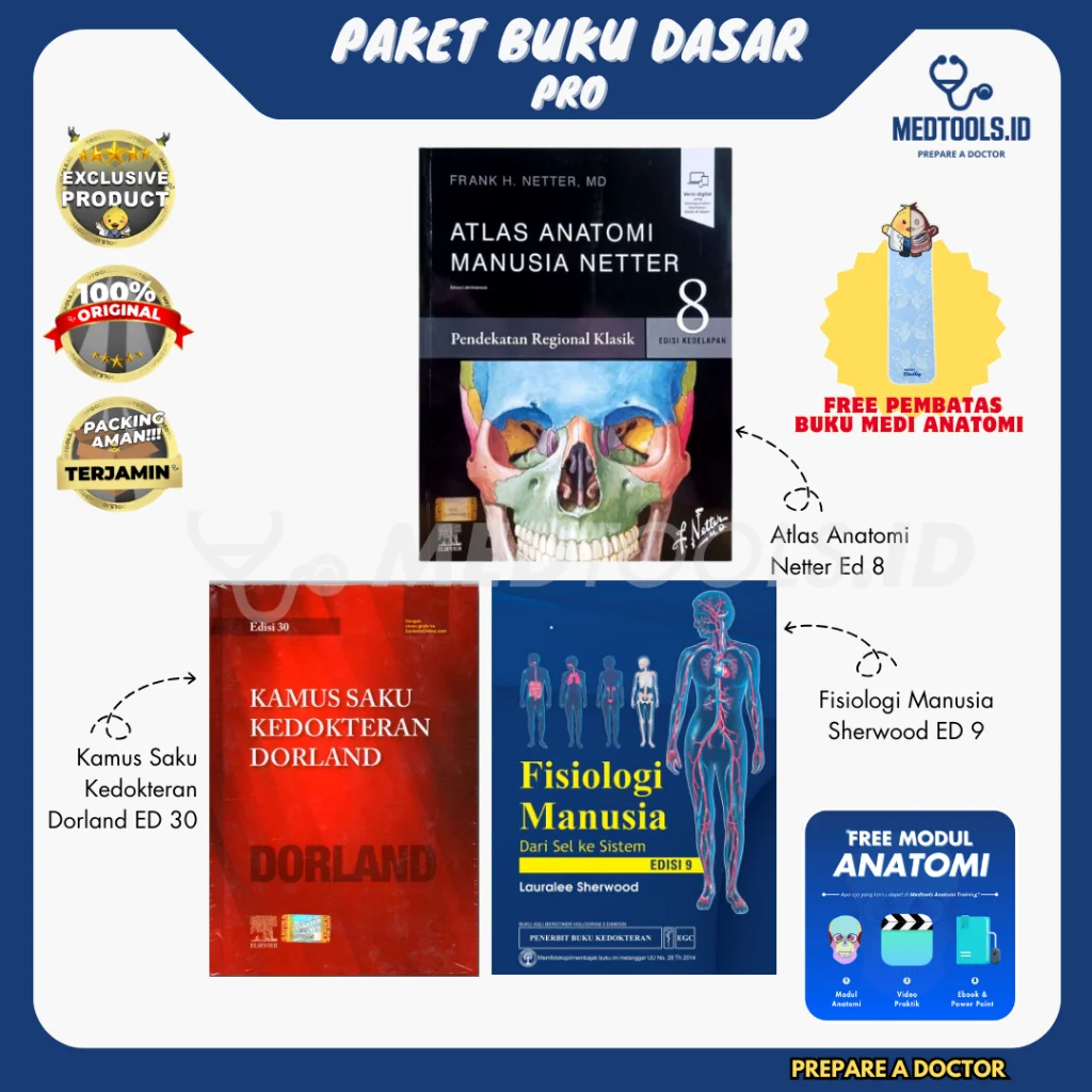 Paket Buku Dasar Kedokteran [ Sabotta ED25 / Netter / + Sherwood Ed 9 + Dorland Ed 30 ] - Medtools view 3