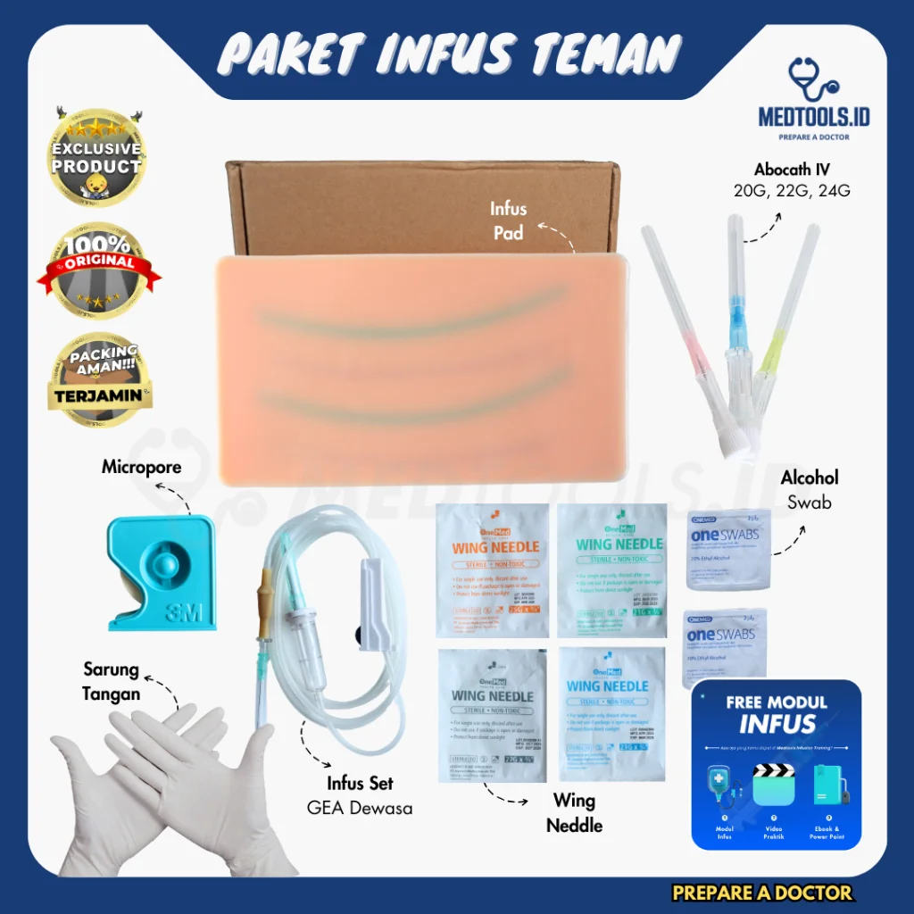 Paket Infus Teman [Infusion Pad + Set + Abocath + Wing Needle + Micropore + Alkohol Swab] - Medtools