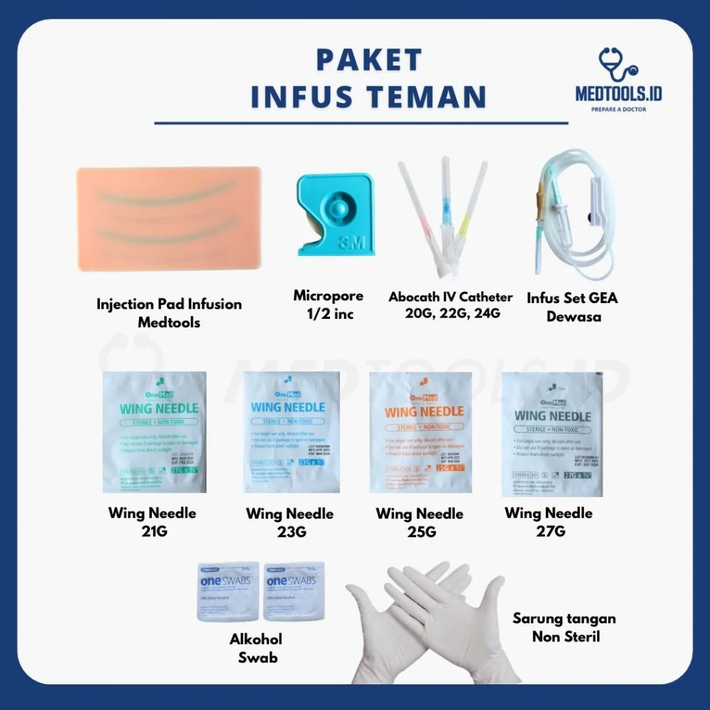 Paket Infus Teman [Infusion Pad + Set + Abocath + Wing Needle + Micropore + Alkohol Swab] - Medtools view 3