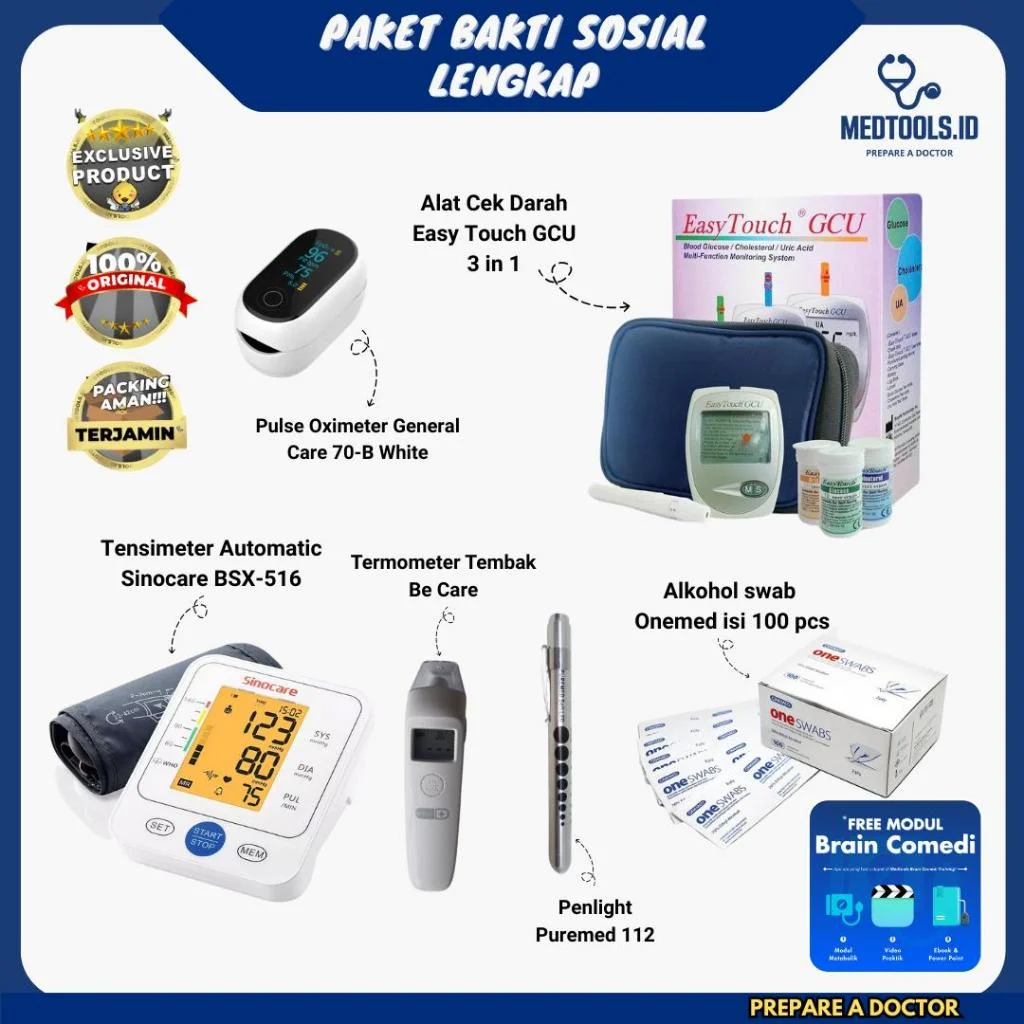 Paket Bakti Sosial / Paket  Lengkap Easy Touch GCU 3in1 [Glucosa, Cholesterol, Urid Acid] - Medtools