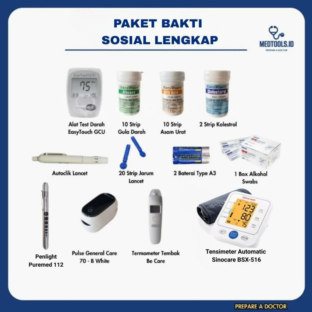 Paket Bakti Sosial / Paket  Lengkap Easy Touch GCU 3in1 [Glucosa, Cholesterol, Urid Acid] - Medtools view 3