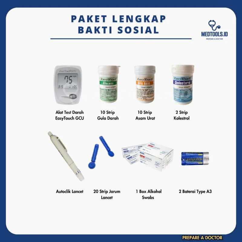Paket Bakti Sosial / Paket  Lengkap Easy Touch GCU 3in1 [Glucosa, Cholesterol, Urid Acid] - Medtools view 5