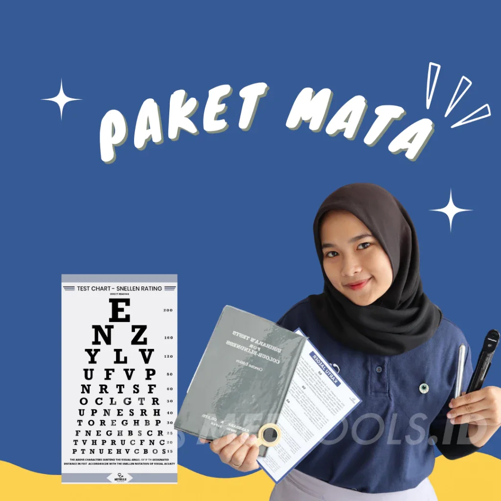 Paket Pemeriksaan Mata [Oftalmoskop + Snellen Chart + Pin Hole + Jaeger + Ishihara Test ] - Medtools view 6