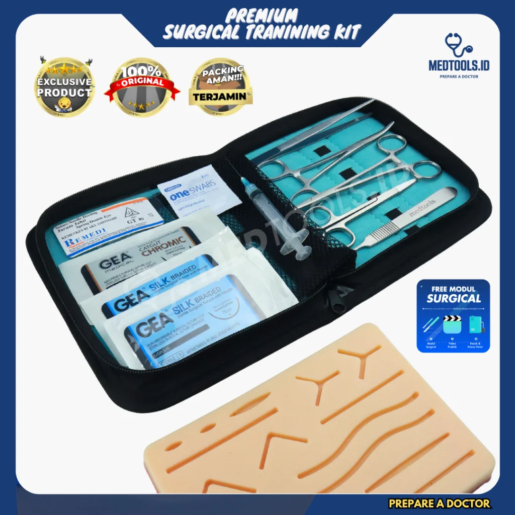 Medtools Surgical Training Kit [ Paket Hecting Set / Suture Kit / Latihan Jahit Luka / Suture Pad ]