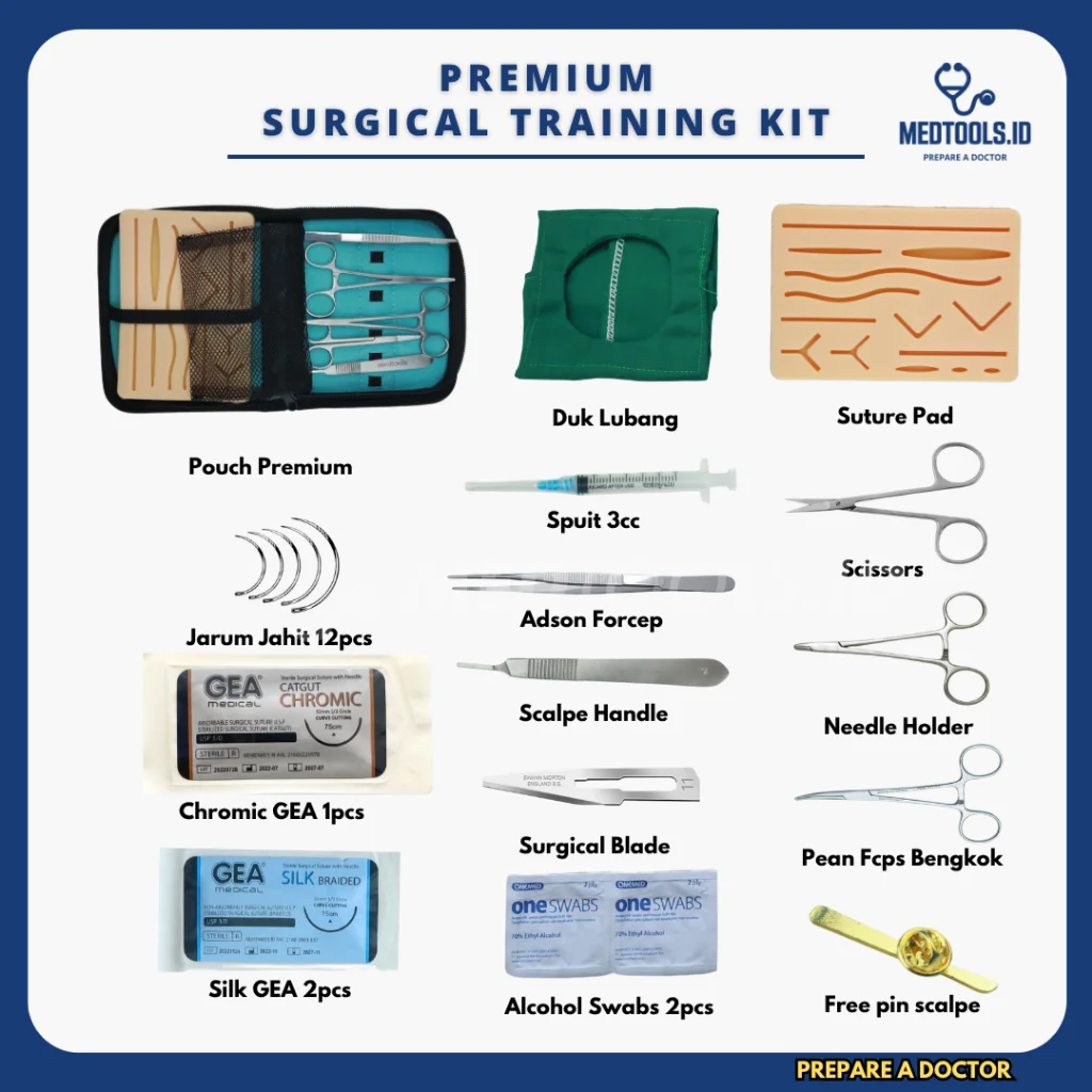 Medtools Surgical Training Kit [ Paket Hecting Set / Suture Kit / Latihan Jahit Luka / Suture Pad ] view 3